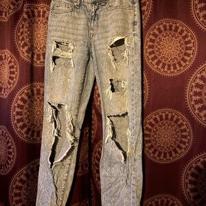 Aeropostale Ripped Gray Straight Leg Jeans